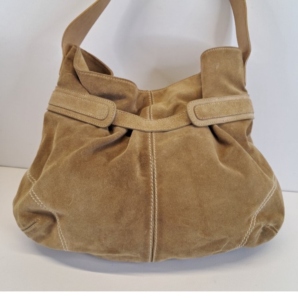 LK Bennett tan suede purse